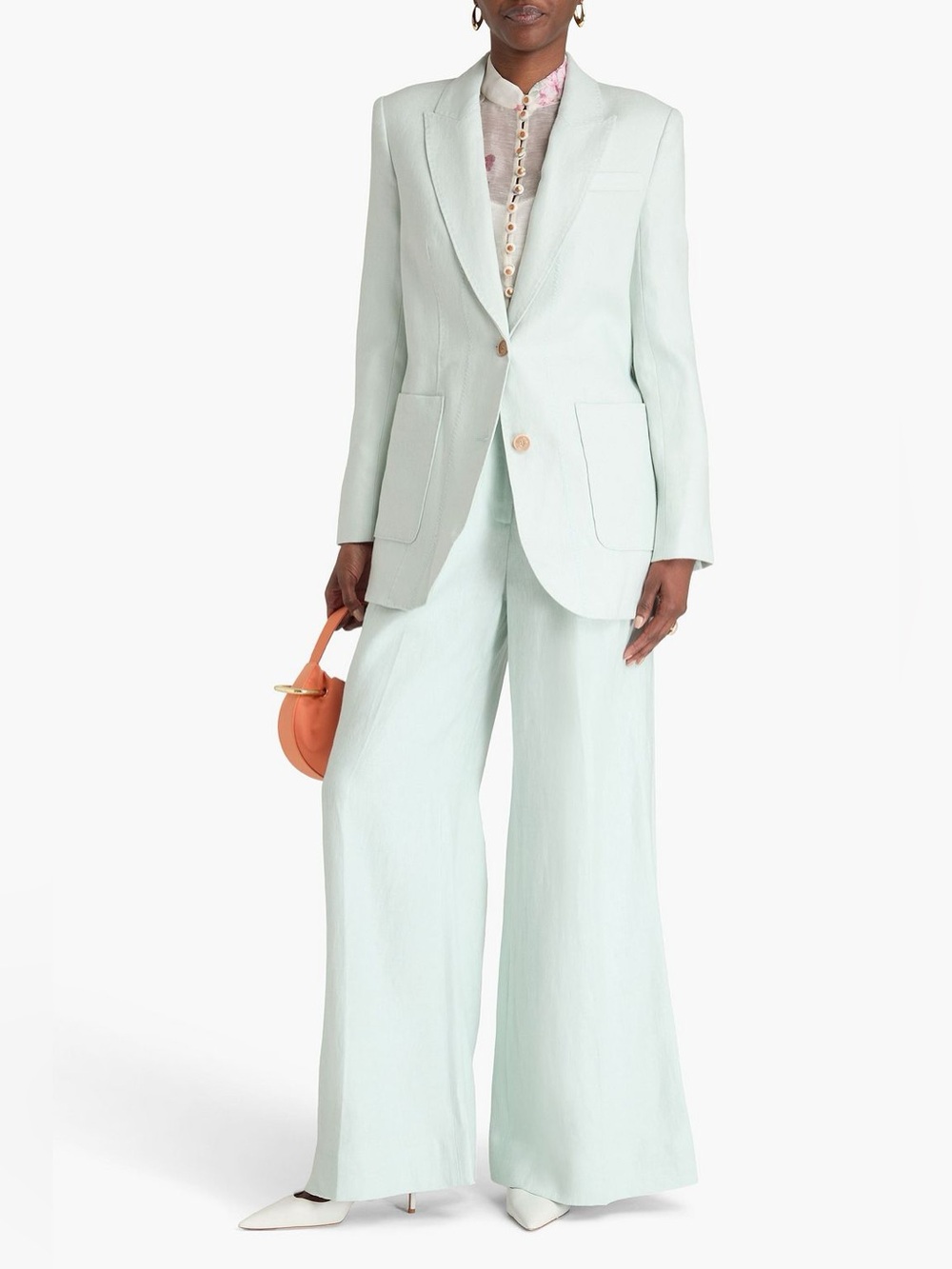 Zimmermann Natura Linen Jacket Blazer Mint Blue Size 1